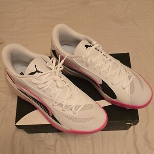 Puma Women's White and Pink Sneakers
